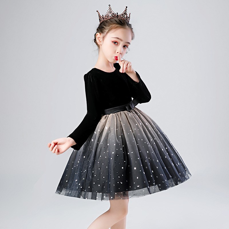 女童连衣裙公主裙蓬蓬纱冬儿童晚礼服主持人走秀生日钢琴演出服装