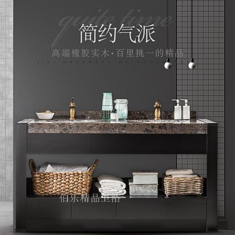 欧式美式浴室柜橡木简欧现代浴室柜吊柜落地卫浴O柜洗手盆组合509