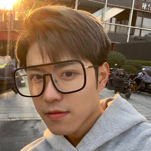 饰眼镜架配近视度数防蓝光 素颜装 复古黑框大方形防风韩版 潮男冬季