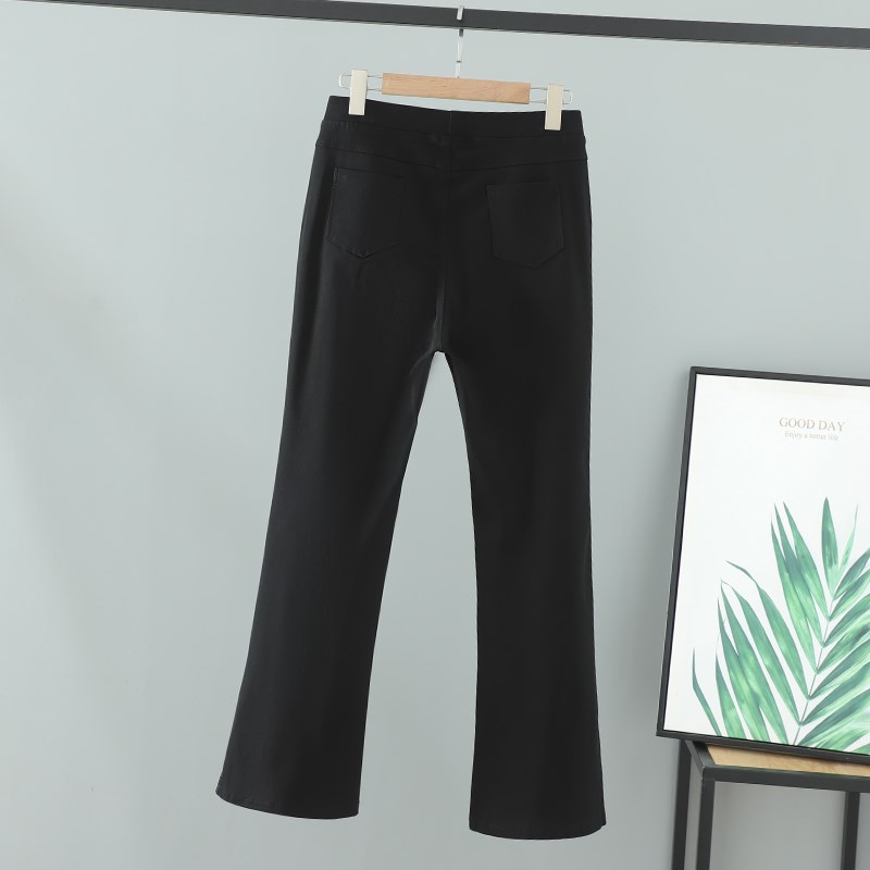 胖妹妹女装新款秋装微喇叭裤松紧腰大码弹力长裤女时尚胖mm裤子