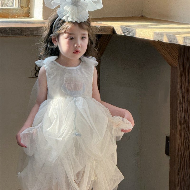 凡妈童装25夏季新款女童小童韩版网纱无袖纱裙连衣裙公主裙礼服裙