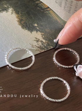 925银波光粼粼切面车花百搭基础戒指女素圈叠戴简约时尚个性指环