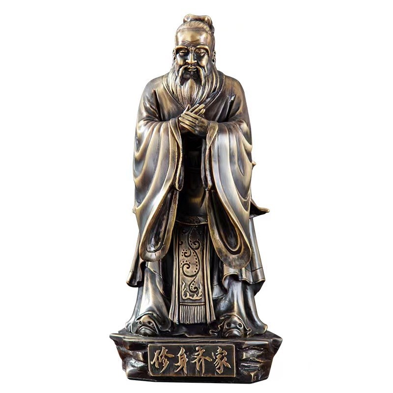新中式孔夫子黄铜像摆件客厅电视柜书房装饰送老师校庆礼品纪念品