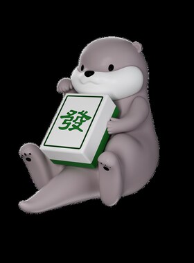 招财水獭 潮玩立体手办摆件 公益湿地保护 PVC 大号可爱桌面公仔