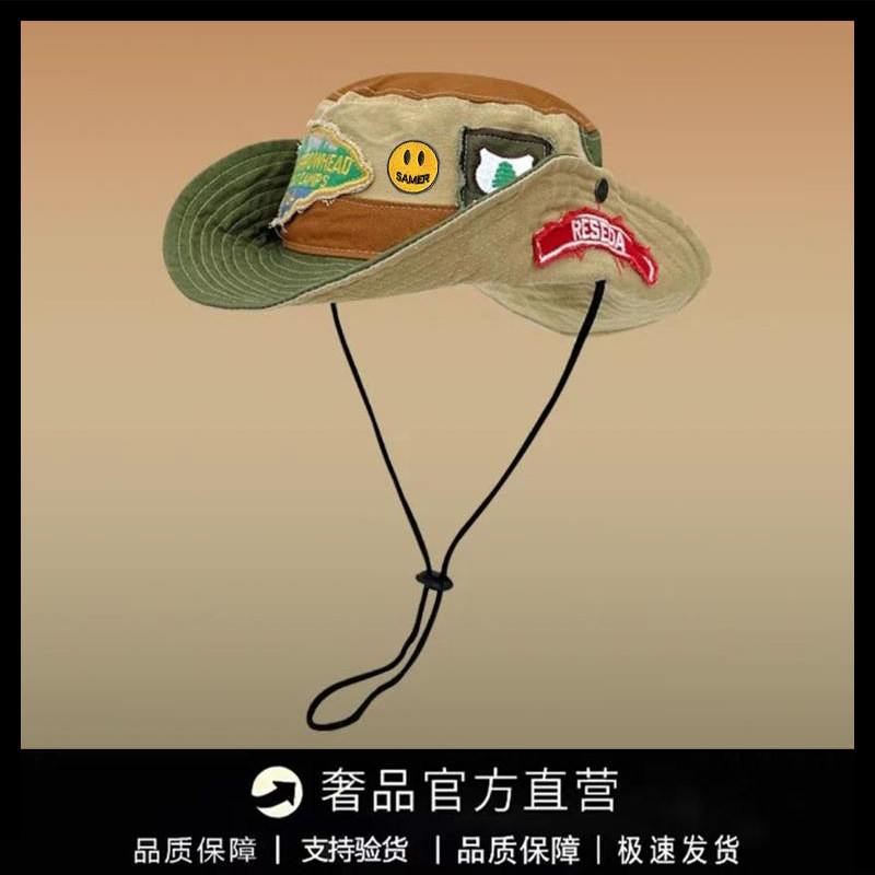 【一折专区】DREW SEEW笑脸复古补丁贴布街头登山帽户外牛仔帽潮