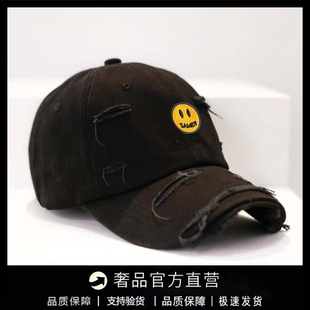 【一折专区】DREW SEEW笑脸复古破洞鸭舌帽情侣男女遮阳棒球帽子