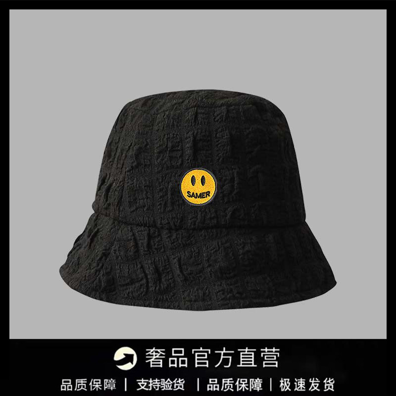 【一折专区】DREW SEEW笑脸帽子流行泡泡面料渔夫帽百搭遮阳帽女