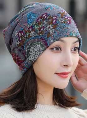 女士光头戴的帽子冬季薄款月子帽透气棉质款专用妈妈包头保暖睡帽