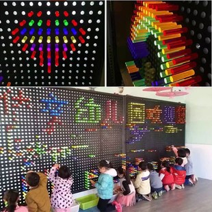 兒童科技建構(gòu)區(qū)彩色發(fā)光水晶棒積木F科技?jí)γ嬗變簣@走廊益智游戲
