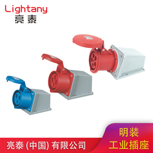 380V IP44 32A 5P针芯 220V 110V 63A 工业插座16A 经济型明装
