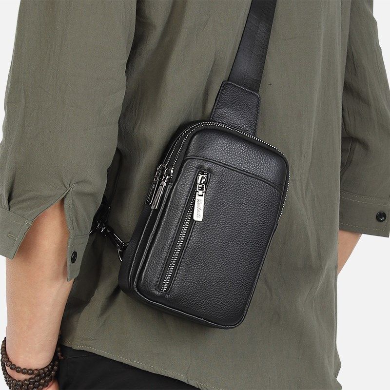 胸包男士真皮斜挎包2024新款多层手机包头层牛皮小包包男款斜挎包,箱包皮具/热销女包/男包,胸包,淘宝优惠券,粉丝福利购,淘宝优惠卷
