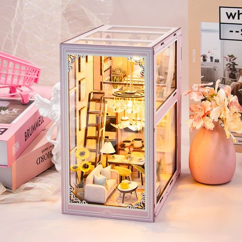 diy小屋书立拼装房子粉色少女3D立体拼图建筑模型玩具生日礼物女