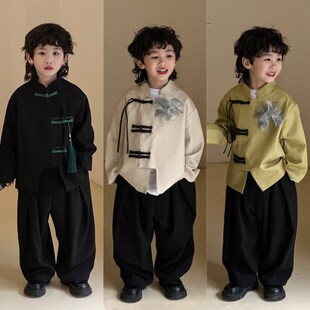 新中式国风童装春装男童中山装儿童西装演出服男宝2024小少爷汉服