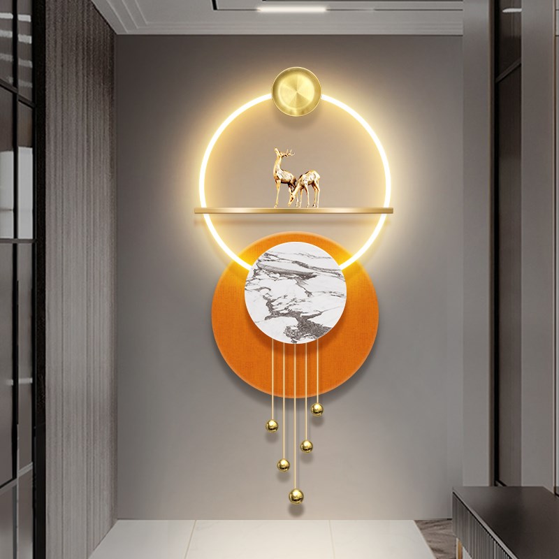 轻奢玄关立体发光装饰画现代简约走廊尽头墙LED壁画高Z档晶瓷挂画图片