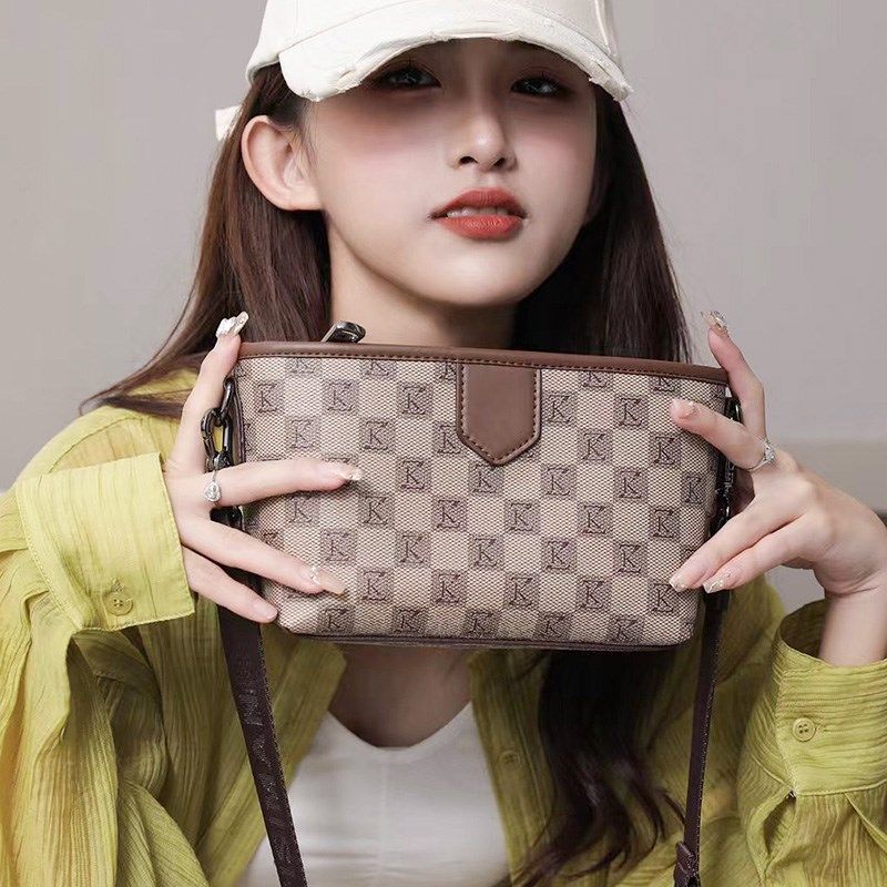 2024年新款流行女包小方包女百搭大容量老花单肩斜挎小包精致高级,箱包皮具/热销女包/男包,通用款女包,淘宝优惠券,粉丝福利购,淘宝优惠卷