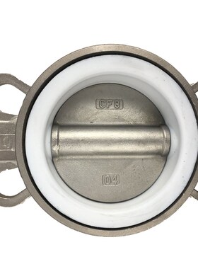 新款304不锈钢气动对夹蝶阀D671F-16P四G氟软密封dn65 80 100 现