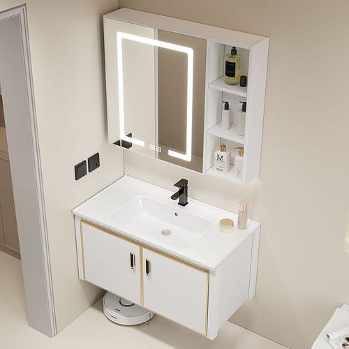 太空铝浴室柜洗脸盆柜组合卫生间陶瓷一体盆洗手盆洗漱台智能镜柜