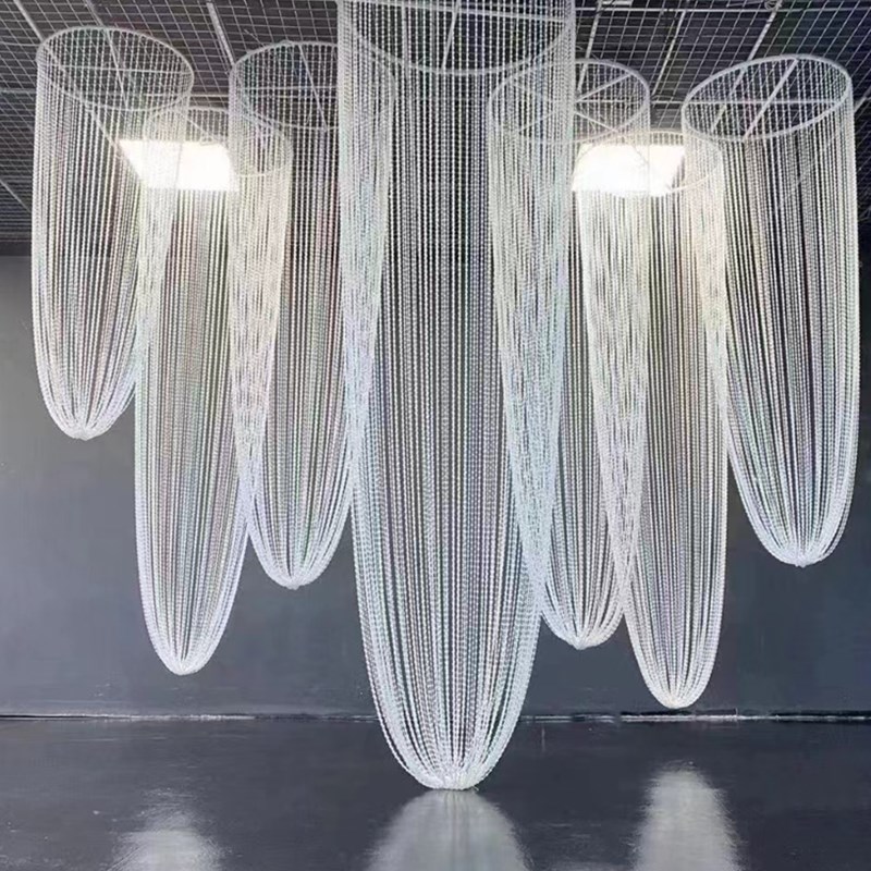 新款亚克力水晶珠帘吊灯婚庆酒店宴会厅吊顶珠帘创意婚庆道具