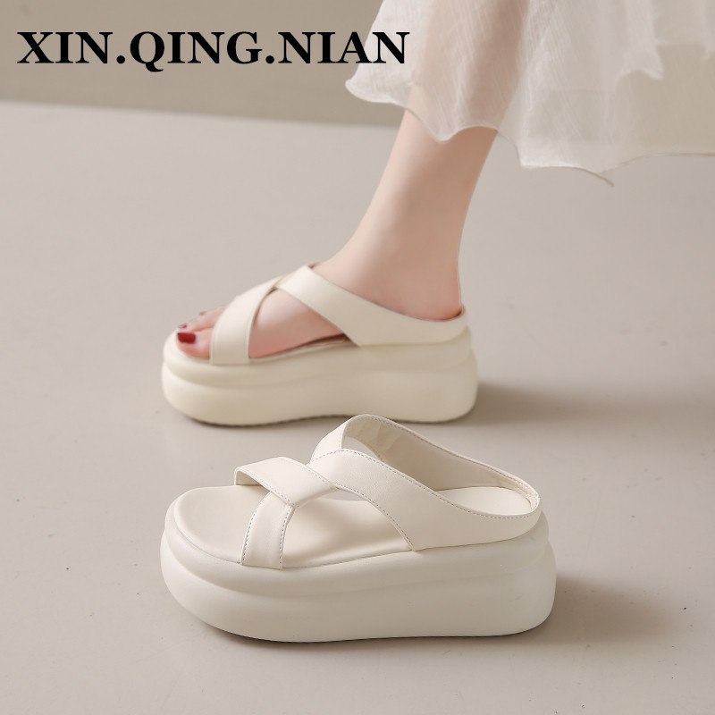 松糕厚底拖鞋女外穿202t3新款夏季增高高跟软底休闲沙滩时尚凉拖