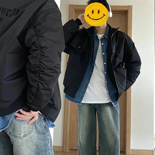 男装高级b感穿搭套装冬季日杂风棉服外套冬装一套搭配直筒长裤男