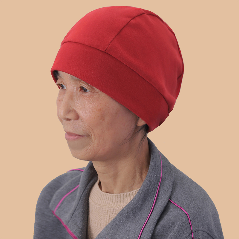 老太太单层包头帽子睡觉不勒F防风透气吸汗奶奶女薄款
