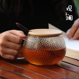 早餐杯家用玻璃茶杯喝水杯子带把耐热大容量牛奶杯办公冷水杯男女