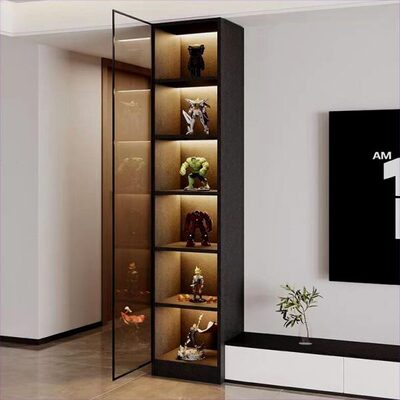 2024简约家用客厅定制轻奢新款酒柜墙靠玻璃门柜子手办展示柜立式