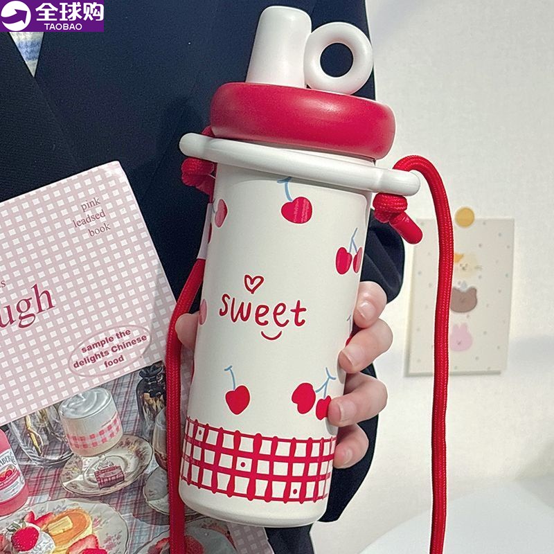 提手316内胆保温杯女士高颜值吸管杯咖啡杯外出携带2025新款yi34