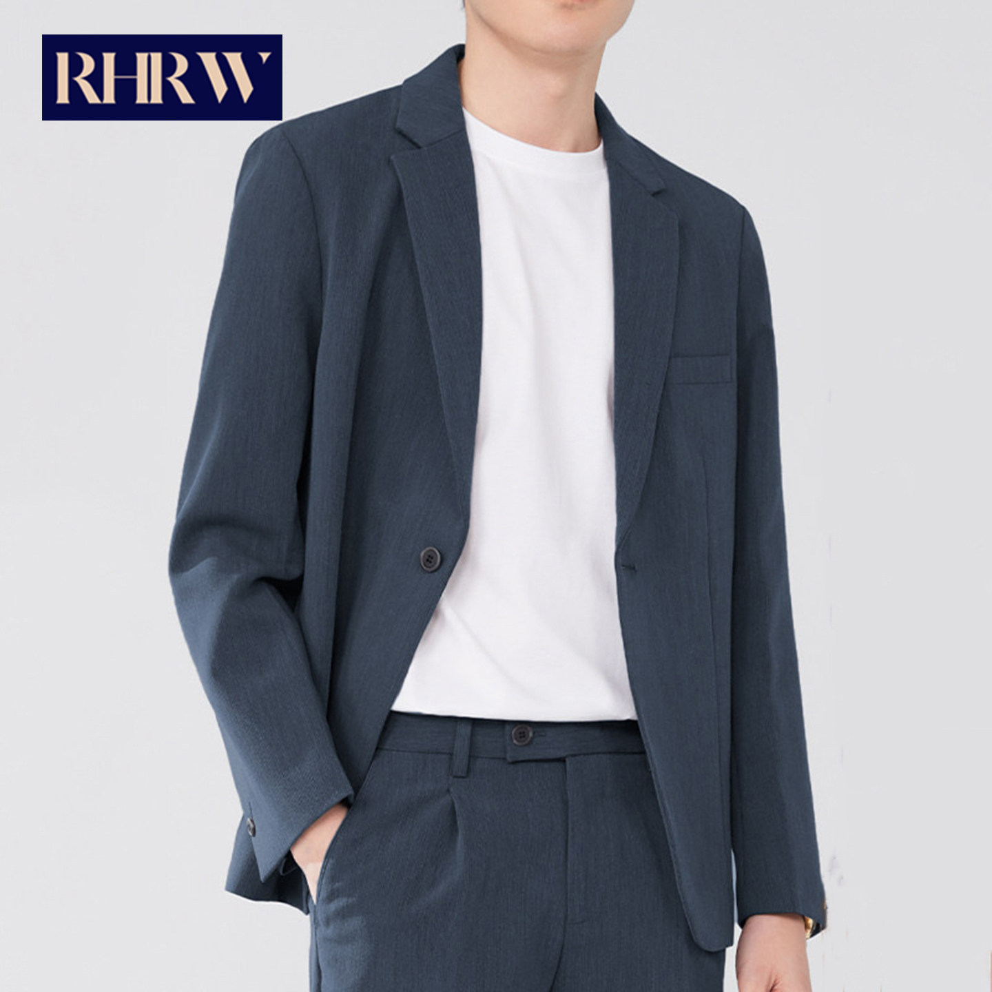 RHRW高级感休闲西装男士2026年春秋季新款纯色帅气商务薄款小西服