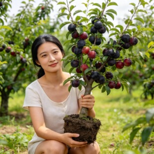 黑宝石嫁接大李子树苗耐冬耐寒地栽晚熟李子苗当年结果李子果苗
