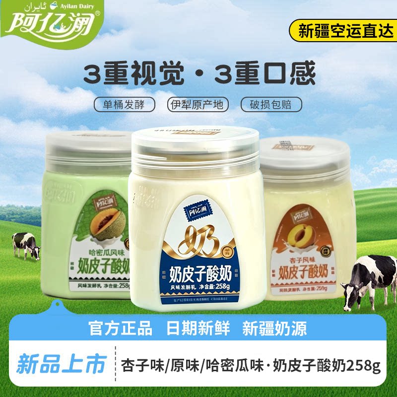 阿亿澜奶皮子酸奶258g新疆伊犁哈密瓜罐装风味发酵乳冷链纯正