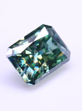 供应雷迪恩切割长方形倒角绿色莫桑石蓝绿色合成碳化硅裸石