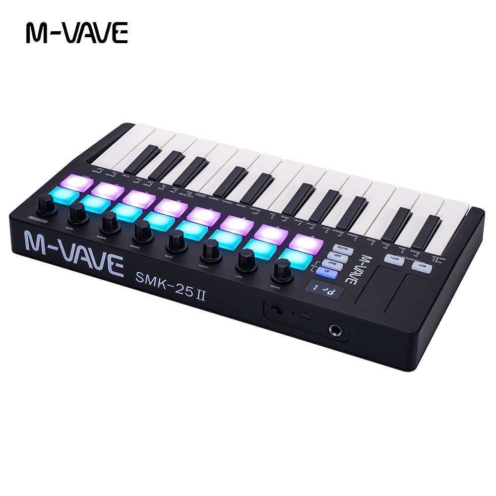 M-VAVE SMK-25Ⅱ MIDI键盘 控制器 便携编曲键盘 RGB打击垫键盘