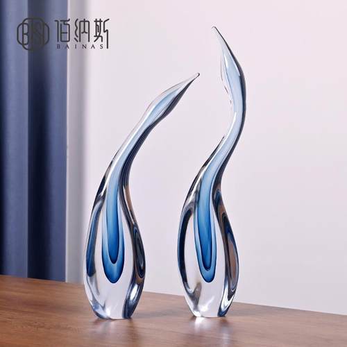 现代轻奢天鹅琉璃摆件酒店样板间玄关电视柜书房桌面家居饰品摆件