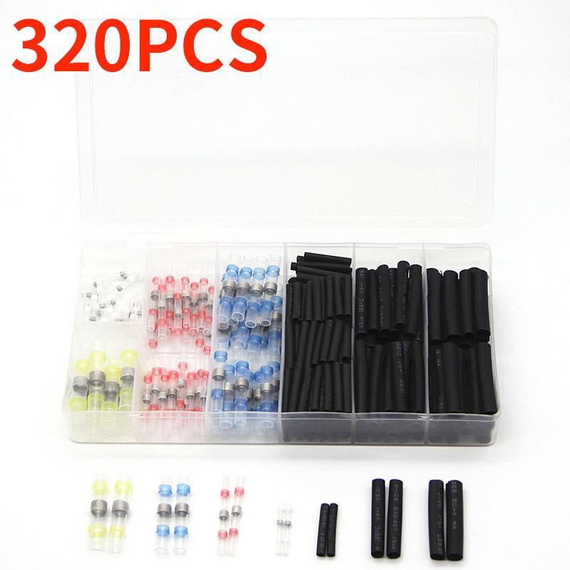 跨境货源320PCS盒装防水焊锡环热缩中接管 热缩套管焊锡端子组合