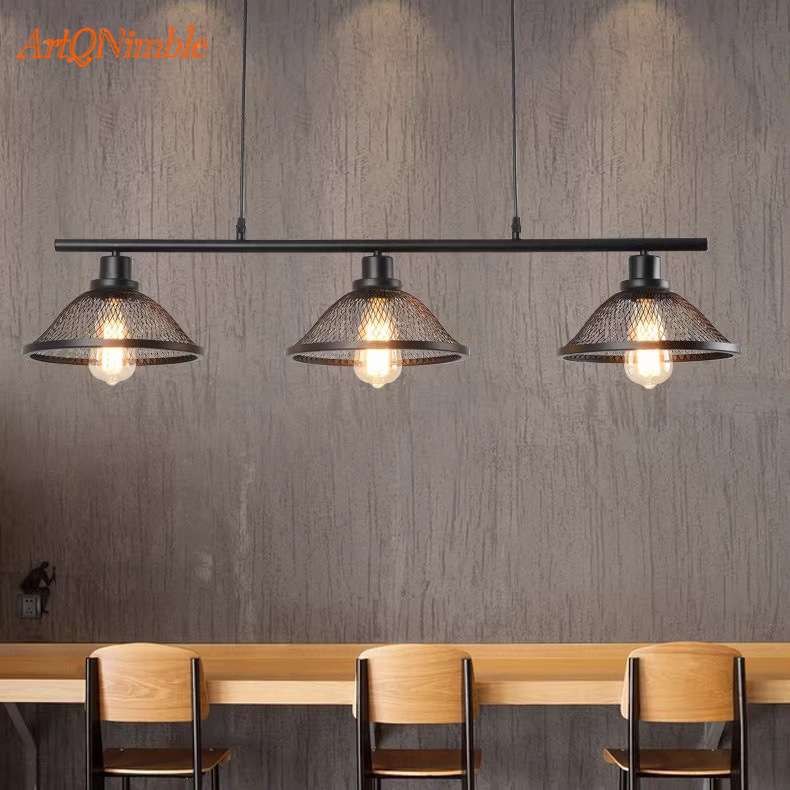 创意三头复古餐厅饭厅loft酒吧美式铁艺个性吧台收银台工业风吊灯