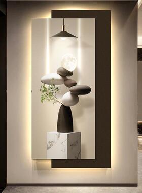 现代轻奢玄关装饰画简约高级感led灯入户正对门挂画2025新款壁画