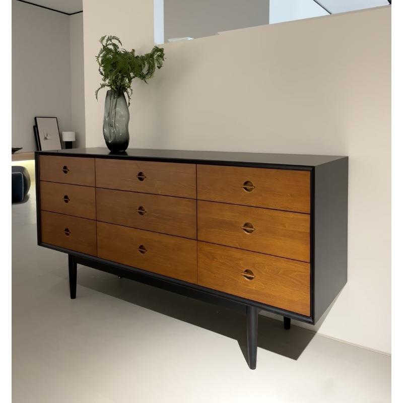 北欧实木九斗柜 复古风收纳柜樱桃木中古斗柜餐边柜卧室储物柜子