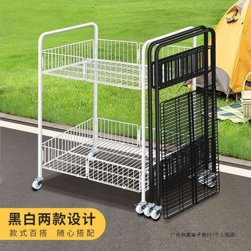 地摊车带扶手车网红小推车折叠移动摆摊车带轮子花车货架