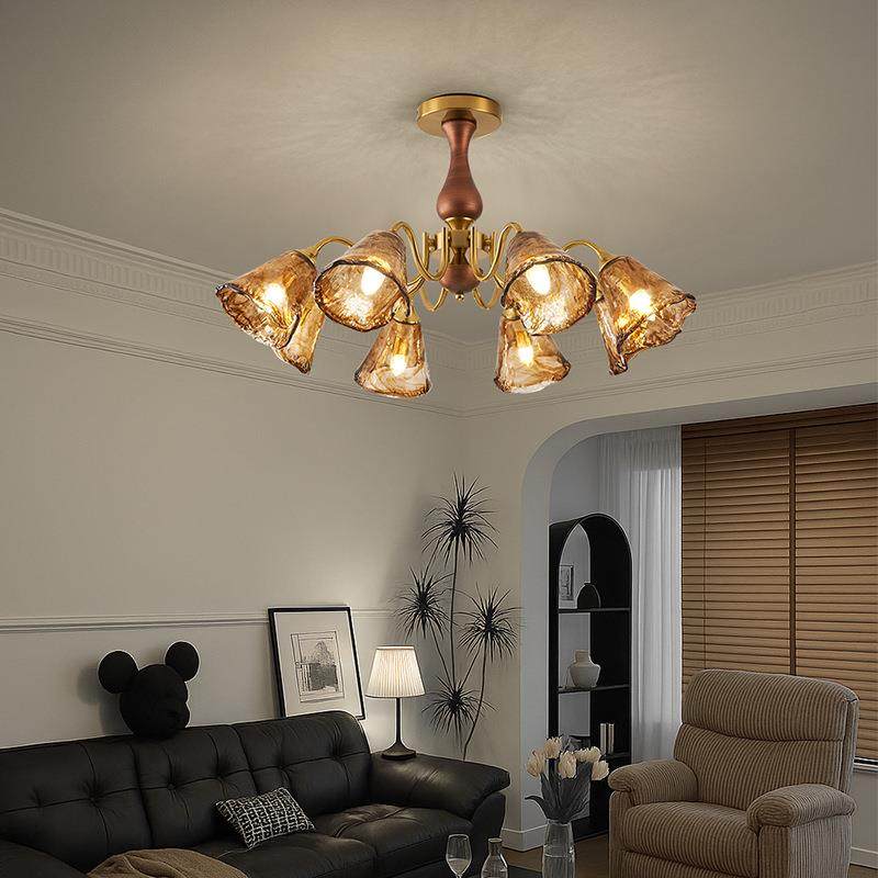 法式中古风客厅吊灯新款美拉德美式复古实木主卧室餐厅玻璃吊灯,3C数码配件,USB灯,淘宝优惠券,粉丝福利购,淘宝优惠卷