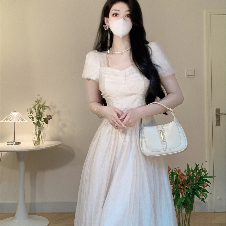 法式初恋泡泡袖连衣裙仙女夏季超仙森系气质感高级感在逃公主裙子