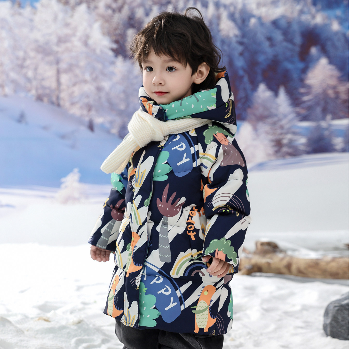 巴童巴拉儿童羽绒服男童宝宝2026冬季新款小童加厚保暖中长款外套,童装/婴儿装/亲子装,羽绒服,淘宝优惠券,粉丝福利购,淘宝优惠卷