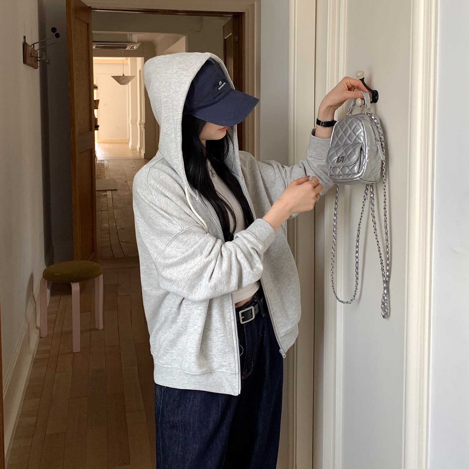 实拍慵懒风连帽卫衣外套女秋冬2025新款今年流行爆款时尚洋气上衣