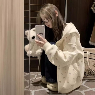 上衣 连帽碎花外套女拉链开衫 已出货 仿棉华棉复合牛奶丝320克