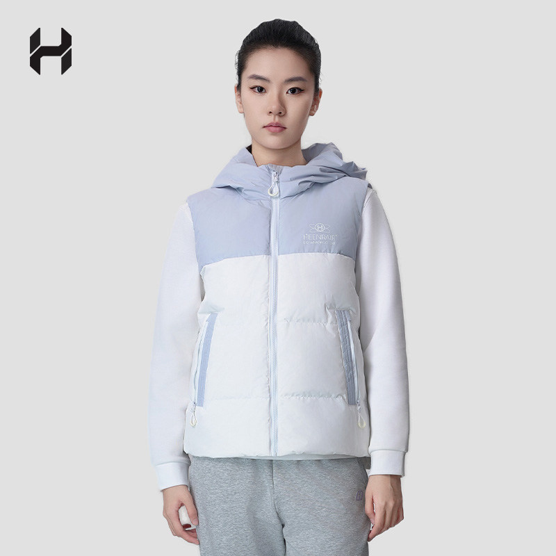 黑派羽绒服女2025新款运动连帽马甲防风保暖外套休闲风衣