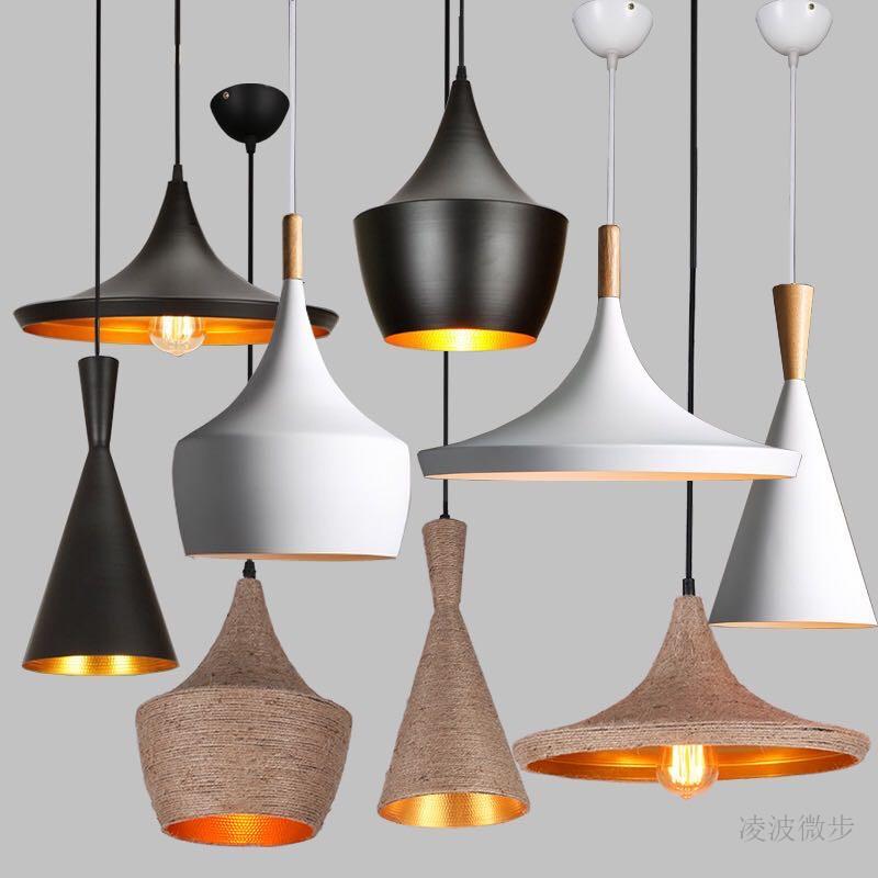 现代简约餐厅吊灯三头创意个性工业风灯复古怀旧吧台黑白色小吊灯