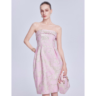 Lillo 宫廷风裹胸连衣裙性感 Lilly奢品高定意大利TGM真丝提花法式