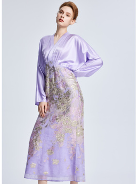 Lillo Lilly奢品高定新中式意大利Ruffo Coli真丝提花连衣裙汉服