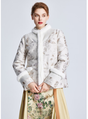 Lillo Lilly高定意大利TGM真丝提花宫廷名媛风轻薄白鹅绒羽绒服