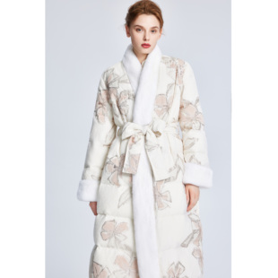 Lillo 羽绒服 Lilly奢品高定意大利TGM真丝提花白鹅绒水貂领时尚